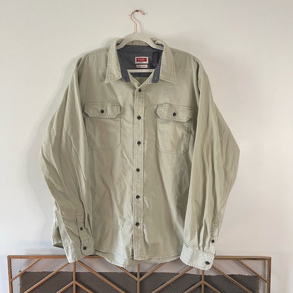 Wrangler Flex For Comfort Beige Button Down Work Shirt Men’s 2XL - Picture 1 of 8